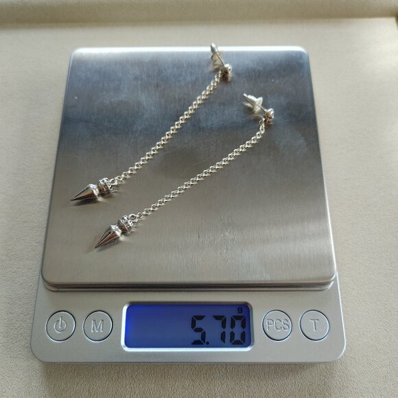 Chrome Hearts Spike Drop Earrings 925 Sterling Silver (Pair) New - Picture 14 of 14